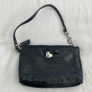 Coach Signature Black Patent Wristlet/Purse